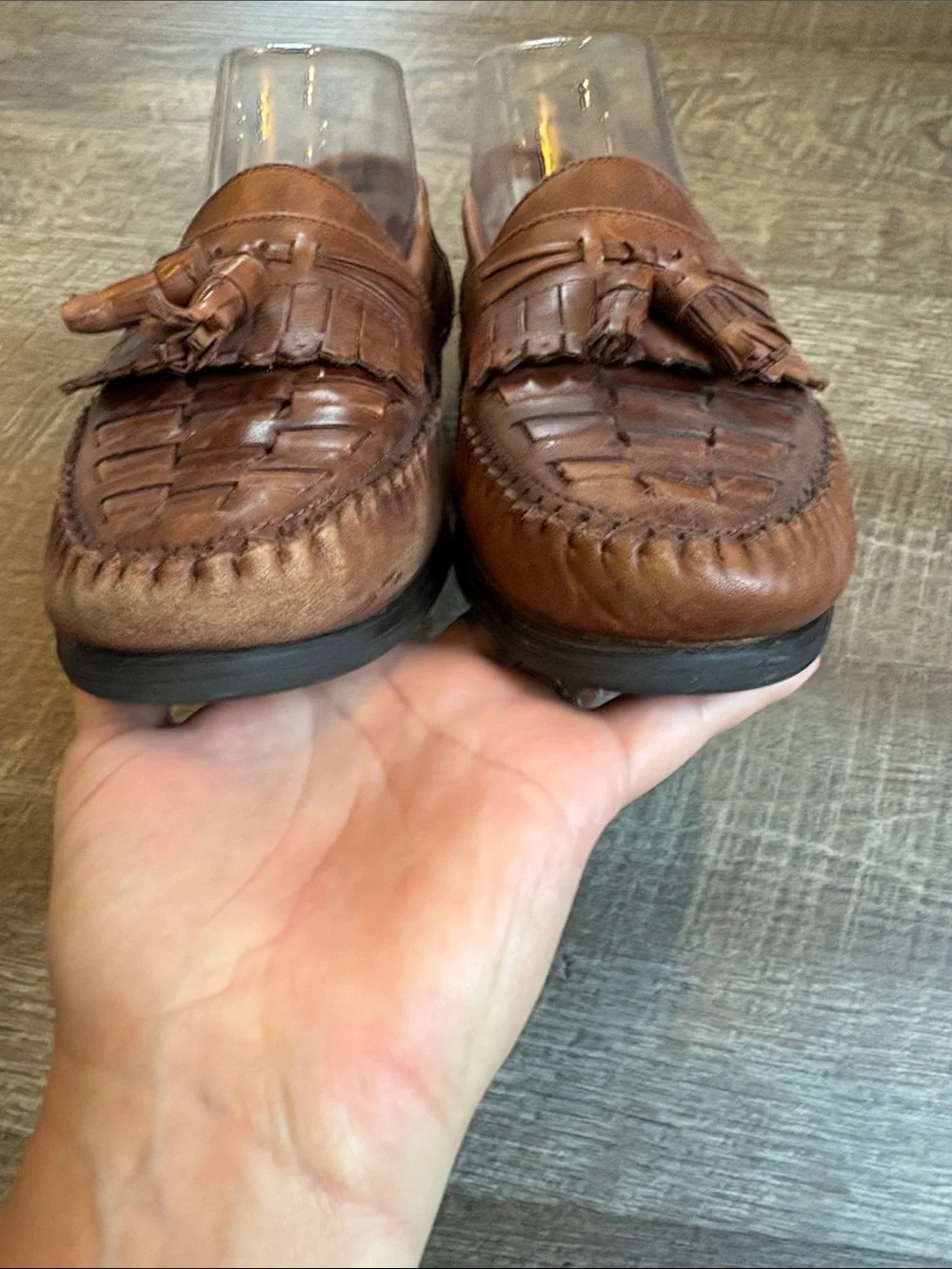 Earth Shoe Dale Leather Woven Loafers Men's 8D Brown Tassel
